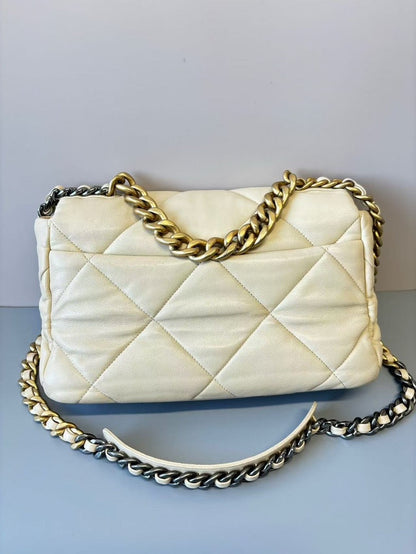 Preloved Chanel 19 Bag White Crossbody