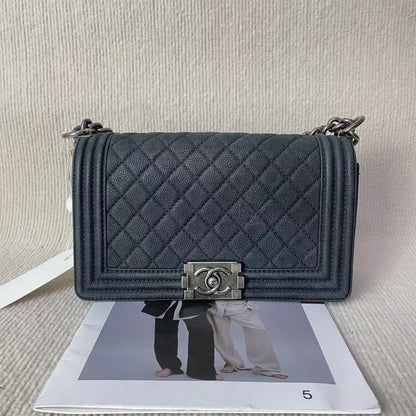 Preloved Chanel Leboy Bag 5020706 Quilted Leather Black Crossbody