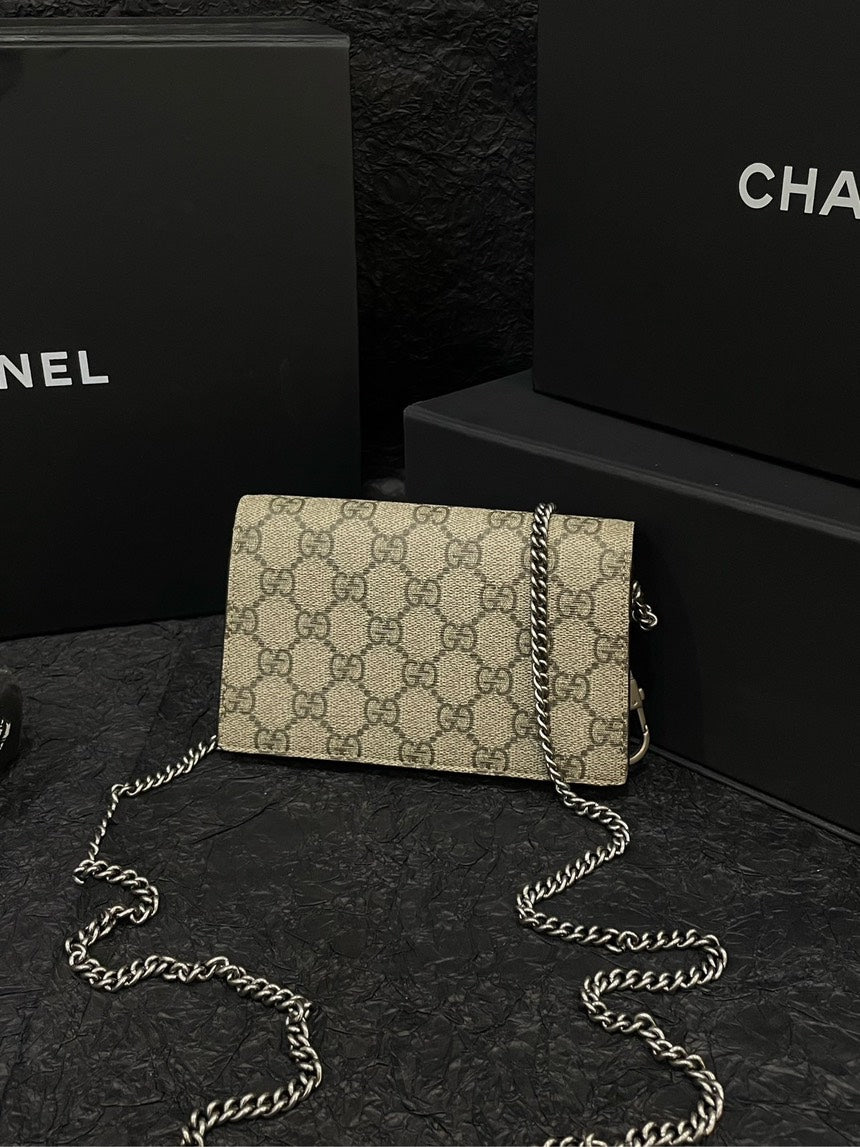 Gucci Supermini Monogram Dionysus Beige Crossbody Bag