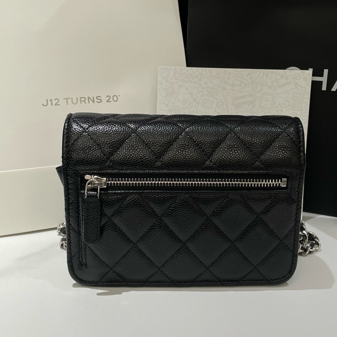 Chanel Wallet On Chain Caviar Leather Black Crossbody Bag