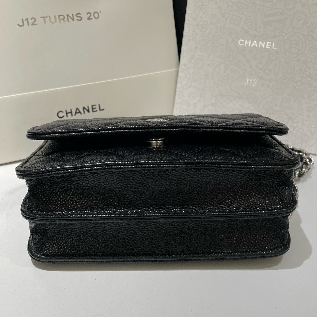 Chanel Wallet On Chain Caviar Leather Black Crossbody Bag