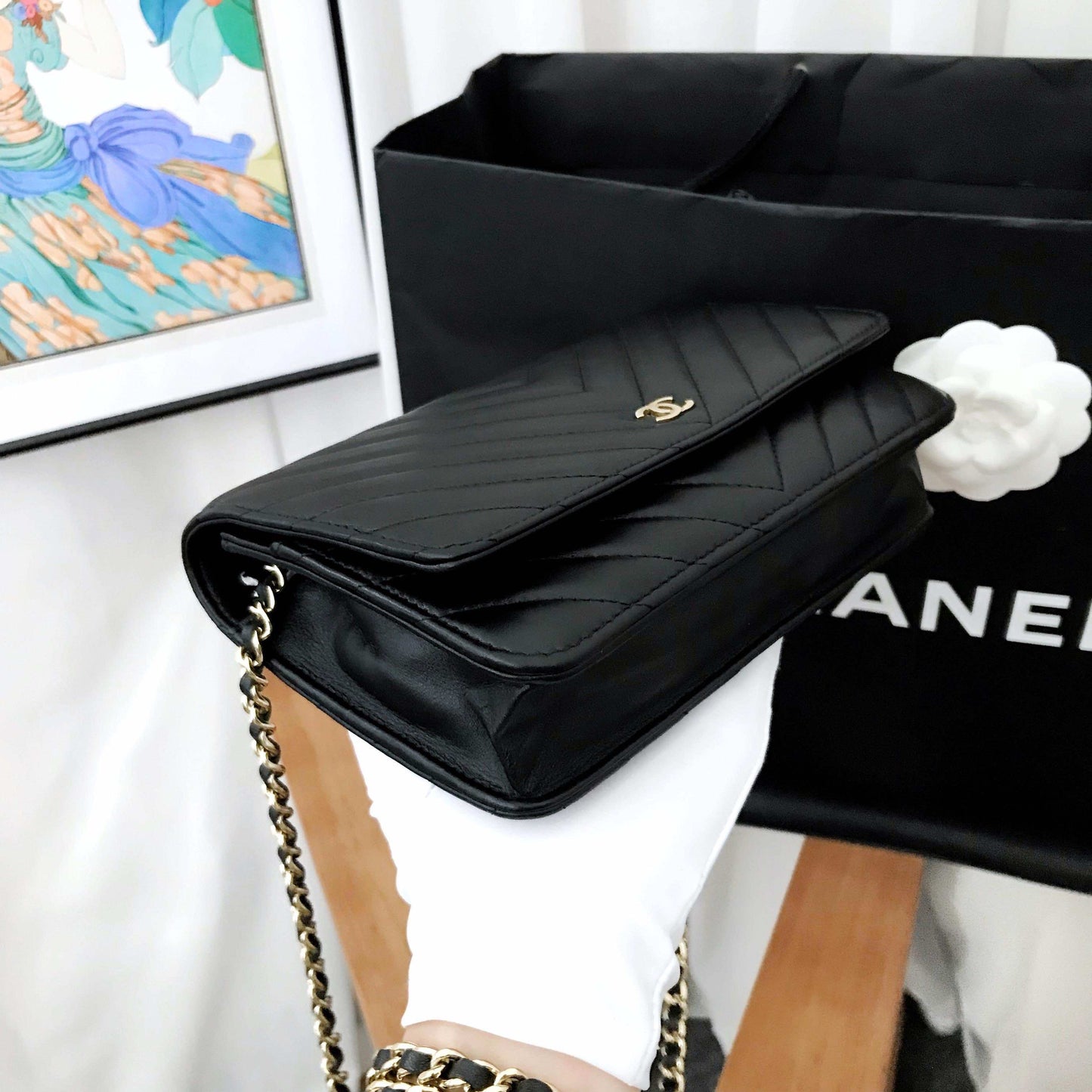Chanel Classic WOC Black Leather Crossbody Bag