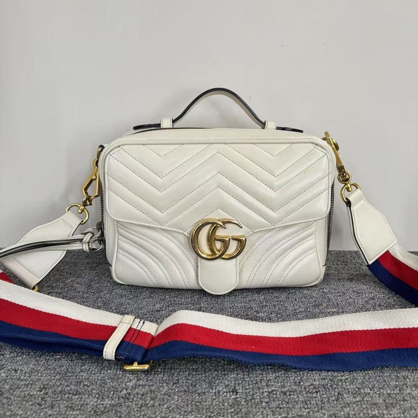 Gucci GG Marmont Bag White Leather Crossbody Bag