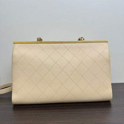 Chanel Calfskin 2way Flap Bag B2011 Beige Shoulder Bag