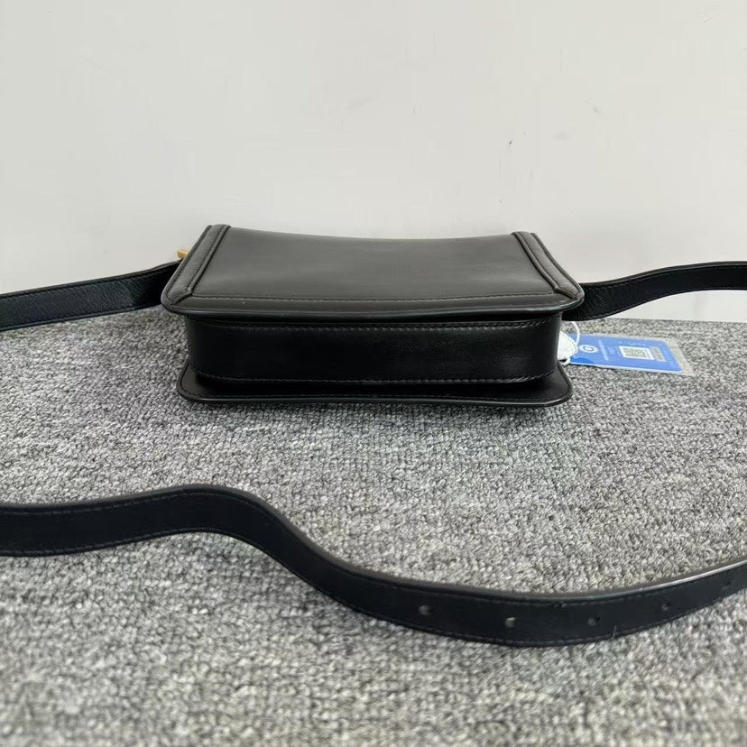 Saint Laurent Monogram Crossbody Bag in Black Leather