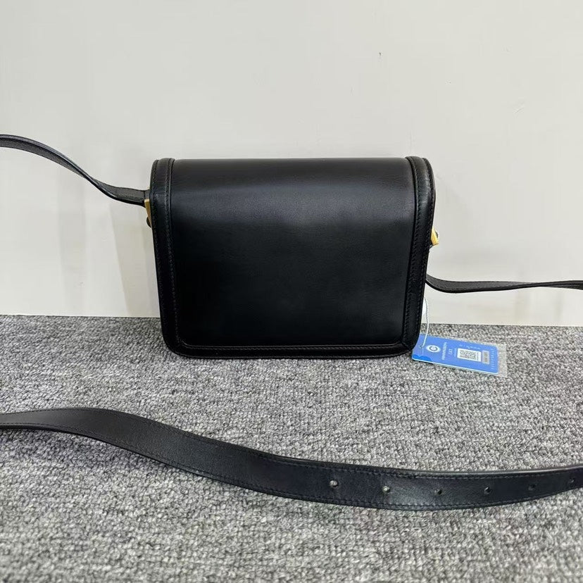 Saint Laurent Monogram Crossbody Bag in Black Leather