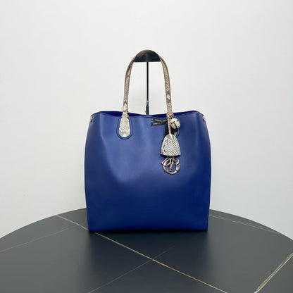 Dior Blue Leather Tote Bag - Designer Handbag