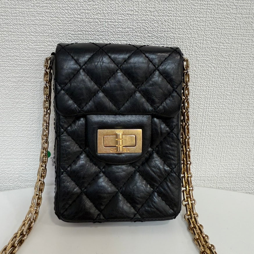 Preloved Chanel 2.55 Calfskin Mini Chain Bag Black Crossbody FM0045