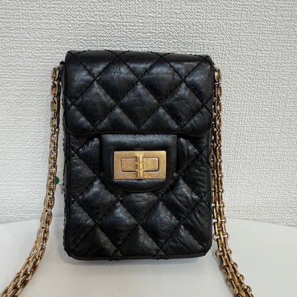 Preloved Chanel 2.55 Calfskin Mini Chain Bag Black Crossbody FM0045