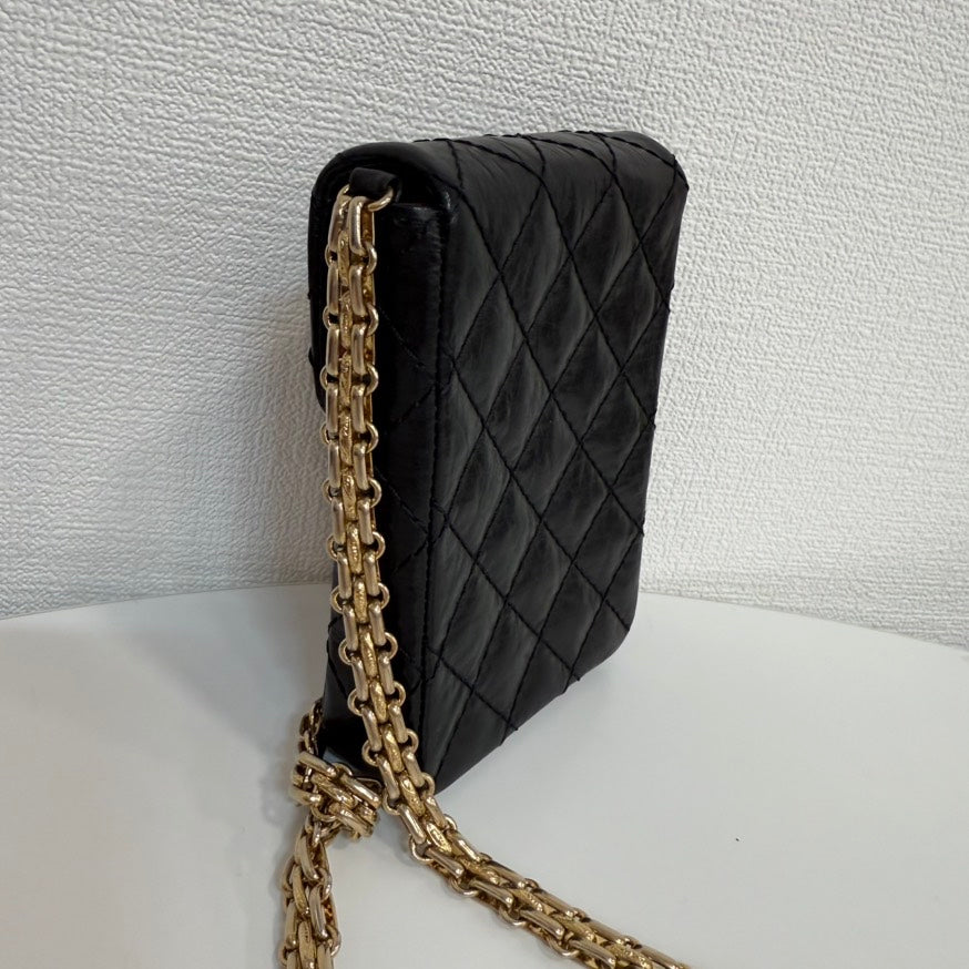 Preloved Chanel 2.55 Calfskin Mini Chain Bag Black Crossbody FM0045