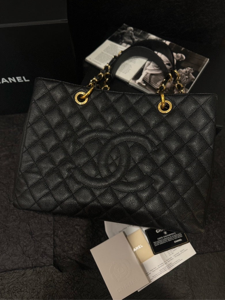 Chanel Medium Caviar Black Gold Shoulder Bag