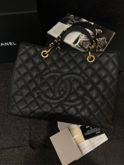 Chanel Medium Caviar Black Gold Shoulder Bag Style