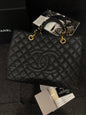 Chanel Medium Caviar Black Gold Shoulder Bag Style