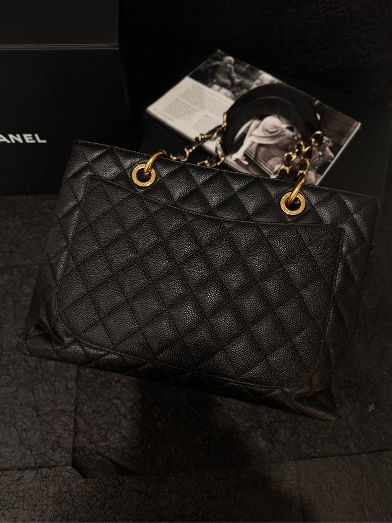 Chanel Medium Caviar Black Gold Shoulder Bag Style