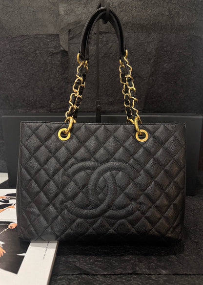 Chanel Medium Caviar Black Gold Shoulder Bag Style