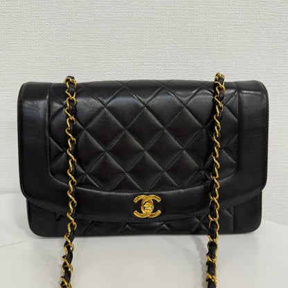 Chanel Vintage Lambskin Diana Chain Crossbody Bag Black FM0028