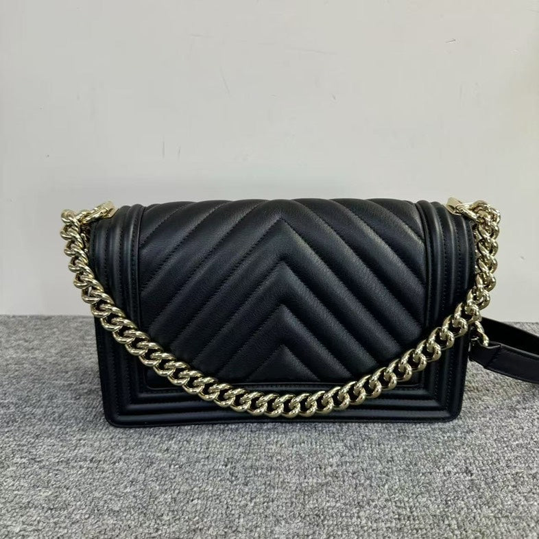 Chanel Leboy Bag Black Chevron Quilted Crossbody