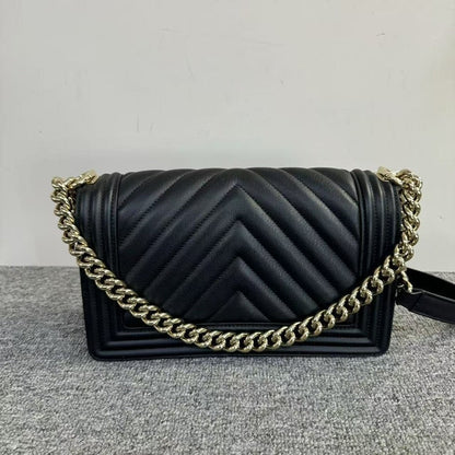 Chanel Leboy Bag Black Chevron Quilted Crossbody