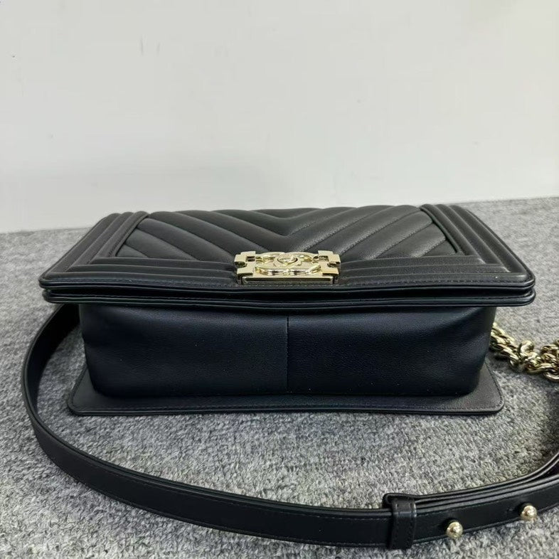 Chanel Leboy Bag Black Chevron Quilted Crossbody