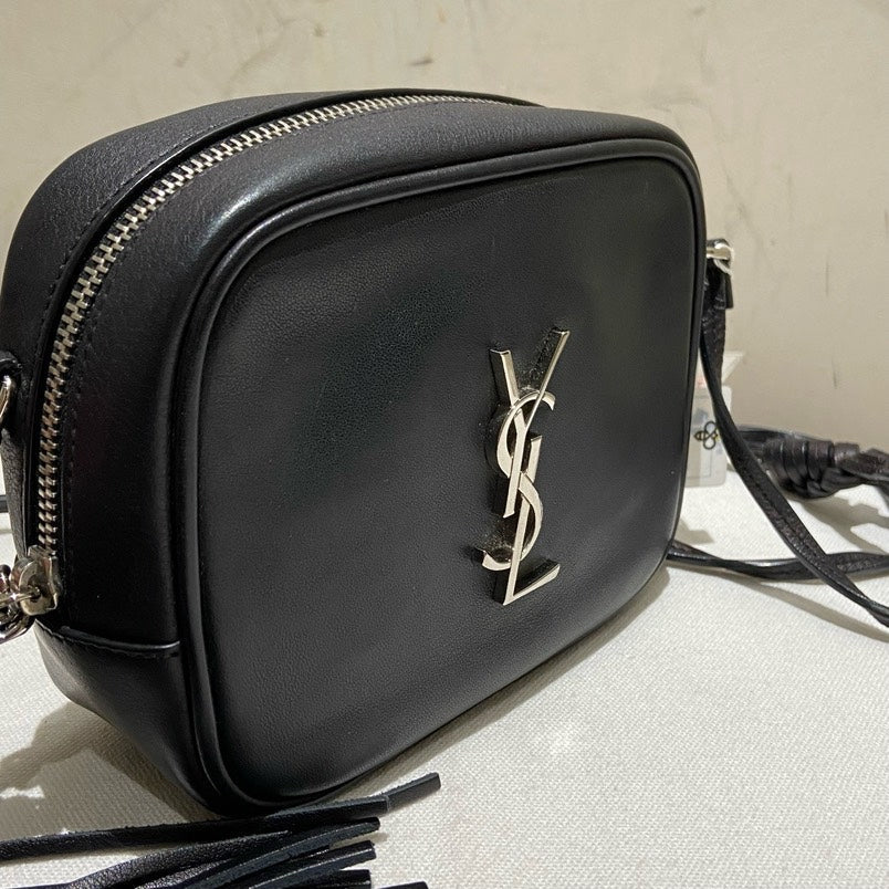 YSL Camera Bag Tassels Crossbody Bag in Black Leather