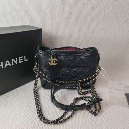 Chanel Preloved Gabrielle Bag 4123110 Black Leather Crossbody