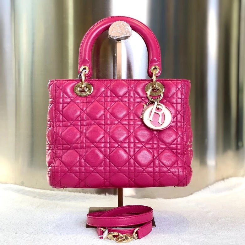 Dior Lady Crossbody Bag in Pink Leather