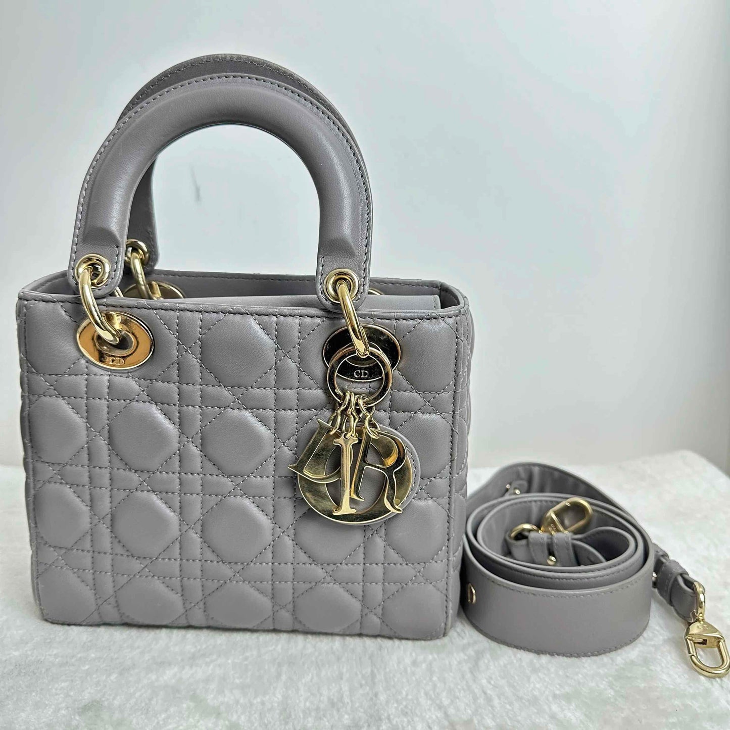 Tt Dior Lady Dior Bj1102105019 Gray Lambskin Handbag Shoulder Bag
