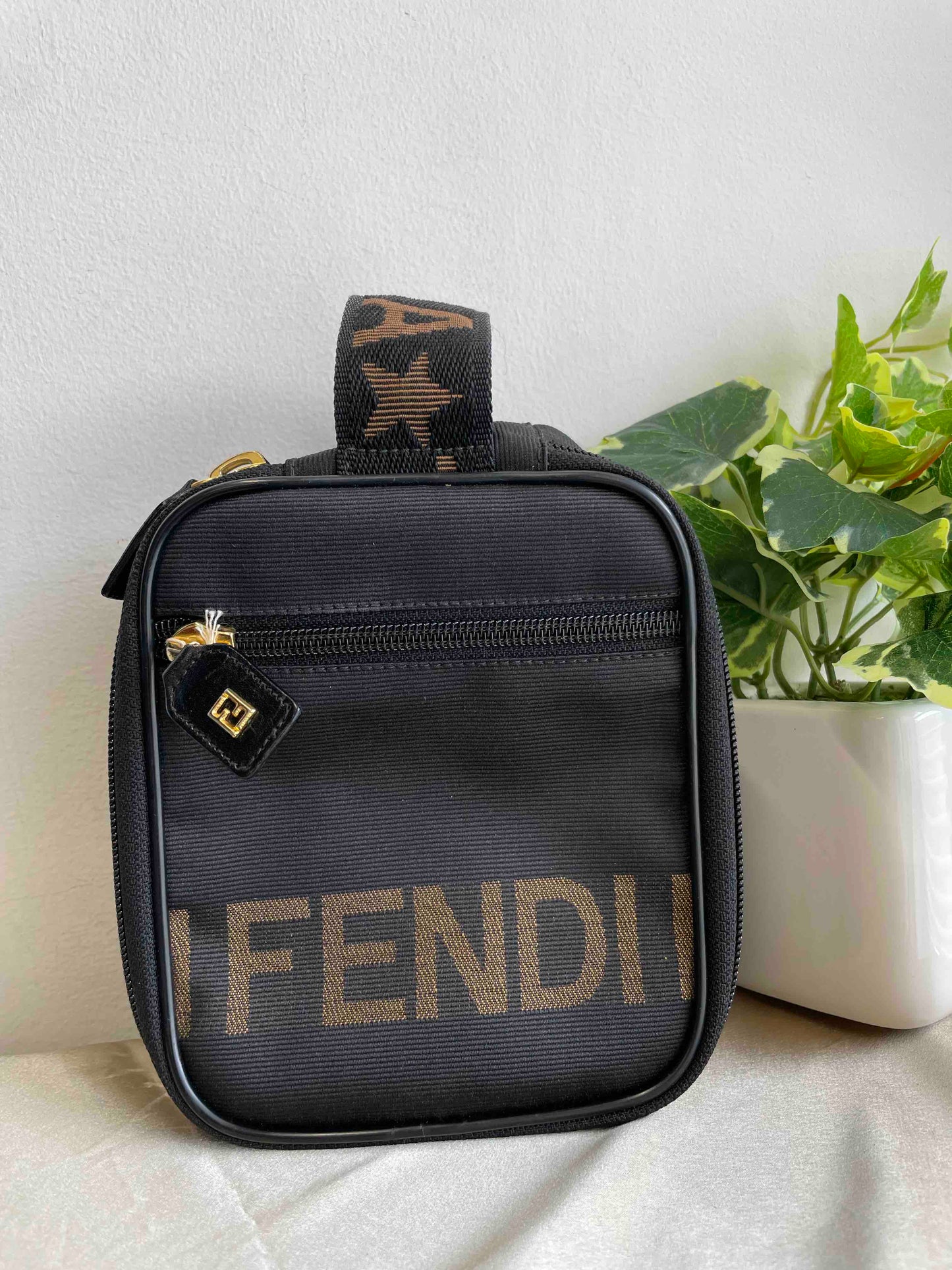 FENDI Canvas Pouch JZ52723000 Black Small Clutch