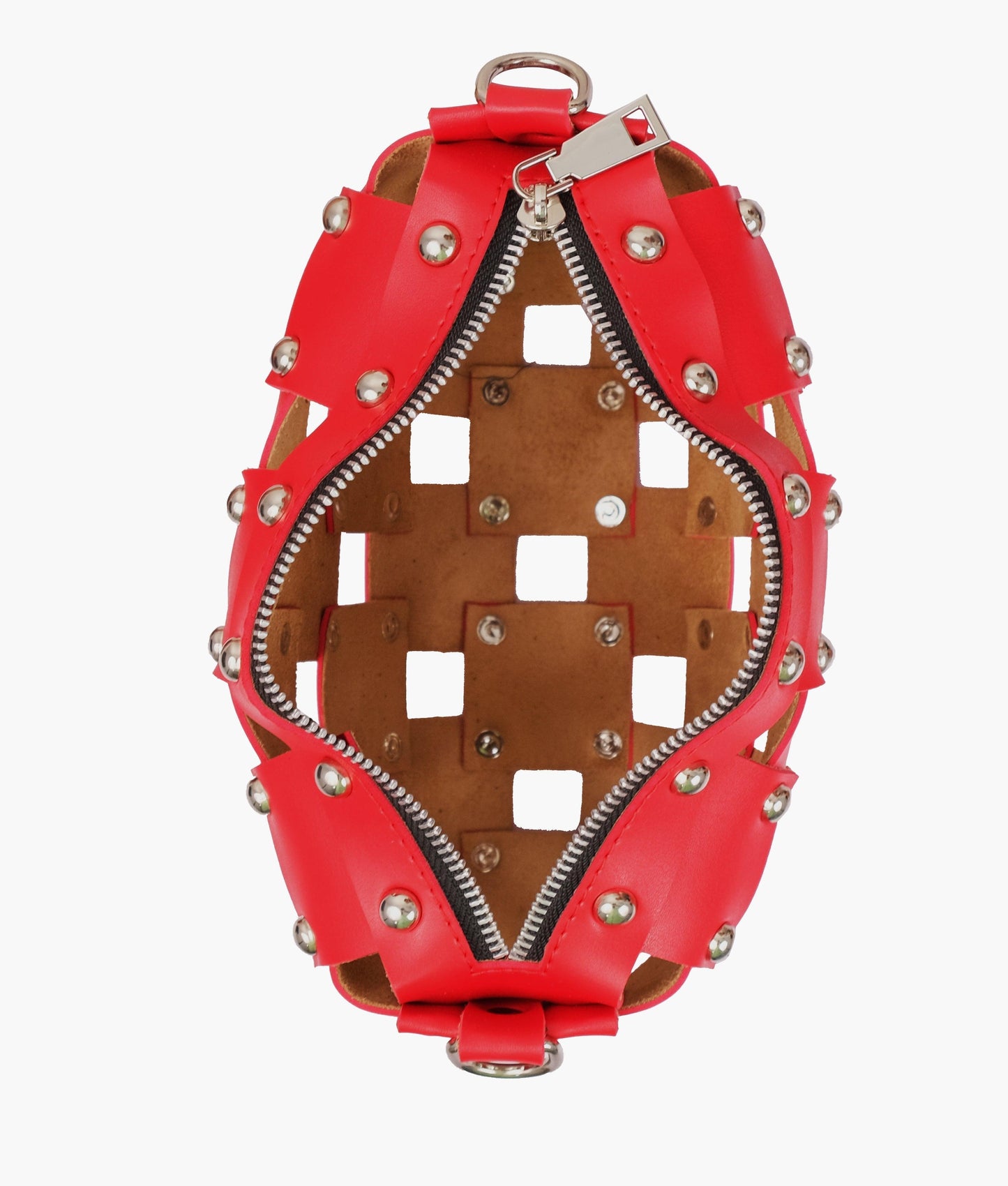 Red rivet cross-body bag