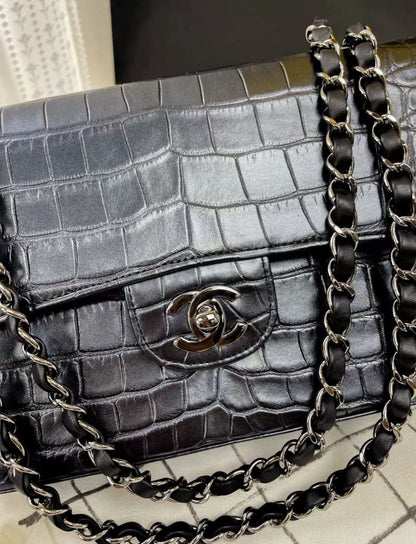 Chanel Classic Flap Leather Blue Shoulder Bag