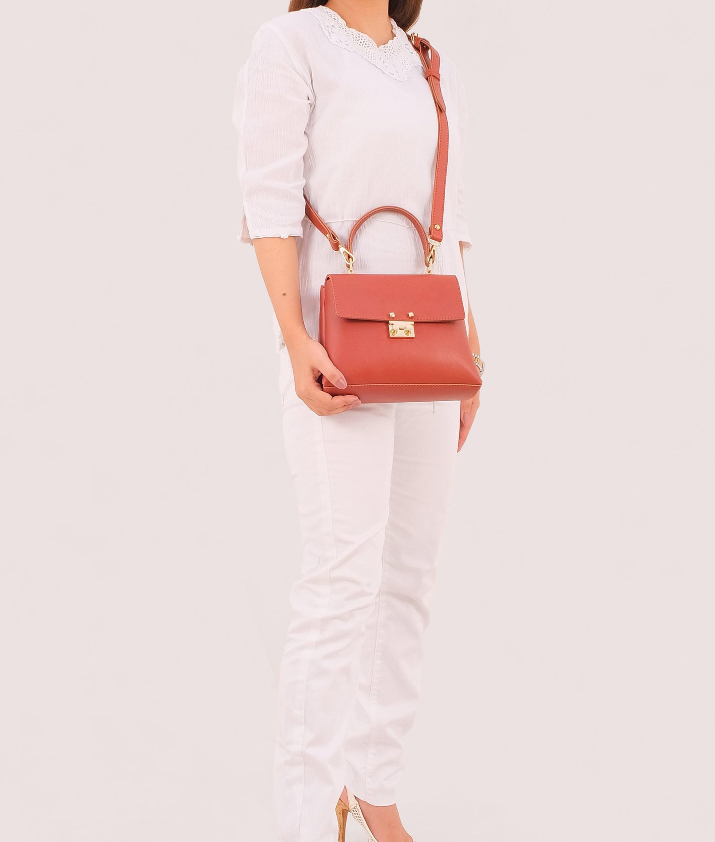 Rust mini top-handle bag
