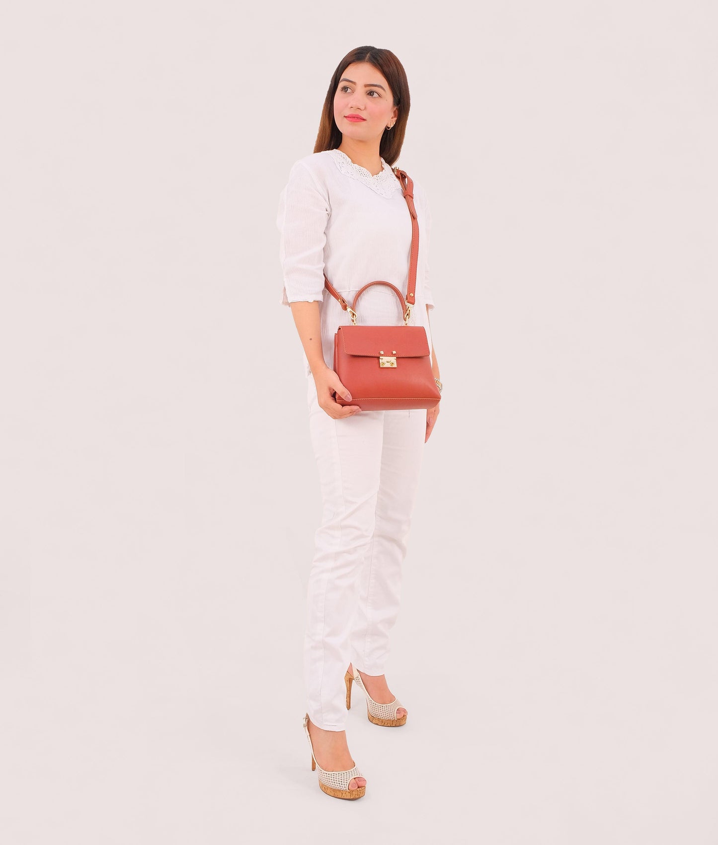 Rust mini top-handle bag