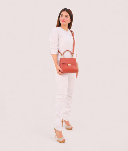 Rust mini top-handle bag