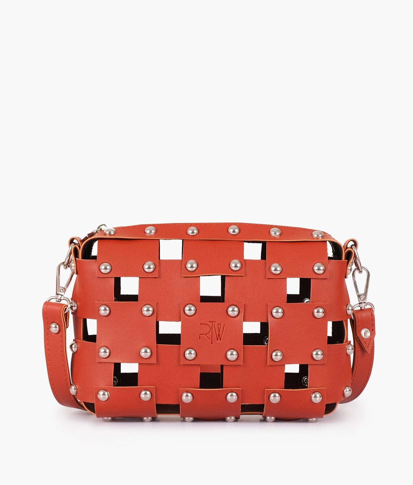 Rust rivet cross-body bag