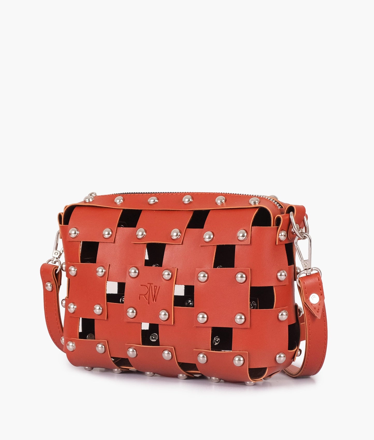 Rust rivet cross-body bag