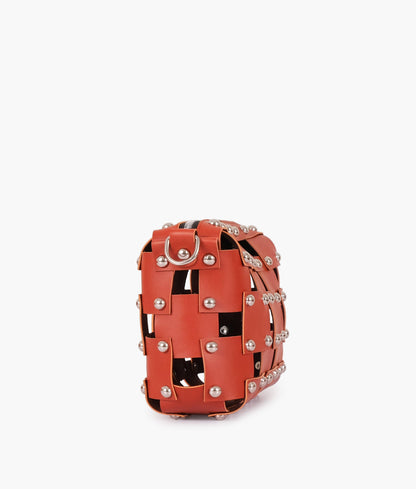 Rust rivet cross-body bag