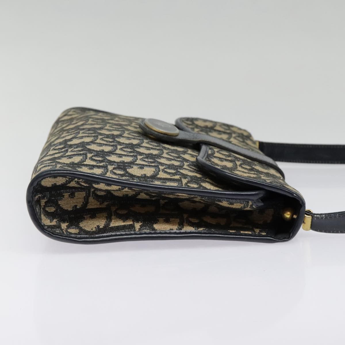 Christian Dior Flap Crossbody Bag Canvas Navy Canvas Shoulder Bag Bag ()