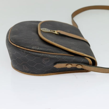 Christian Dior Honeycomb Flap Crossbody Bag Canvas And Leather Black Canvas Bag ()