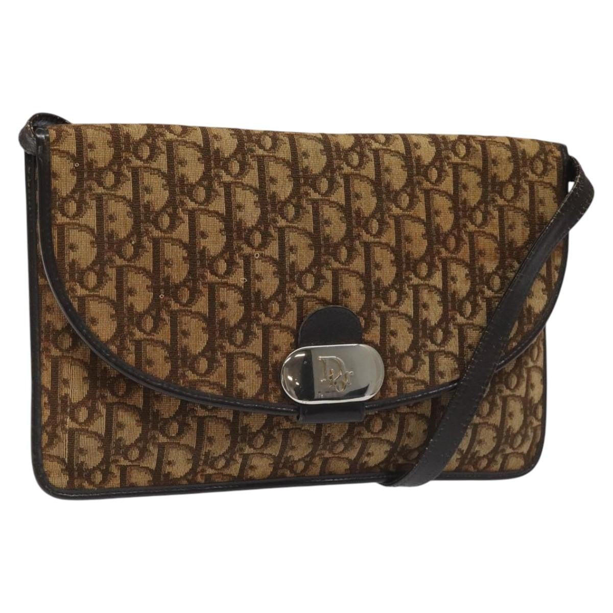 Christian Dior Trotter Shoulder Bag Canvas Brown Canvas Bag
