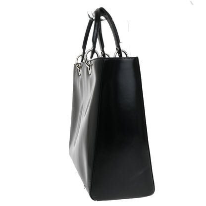 Christian Dior Lady Dior Patent Noir Cuir Vernis Black Patent_Leather Bag ()