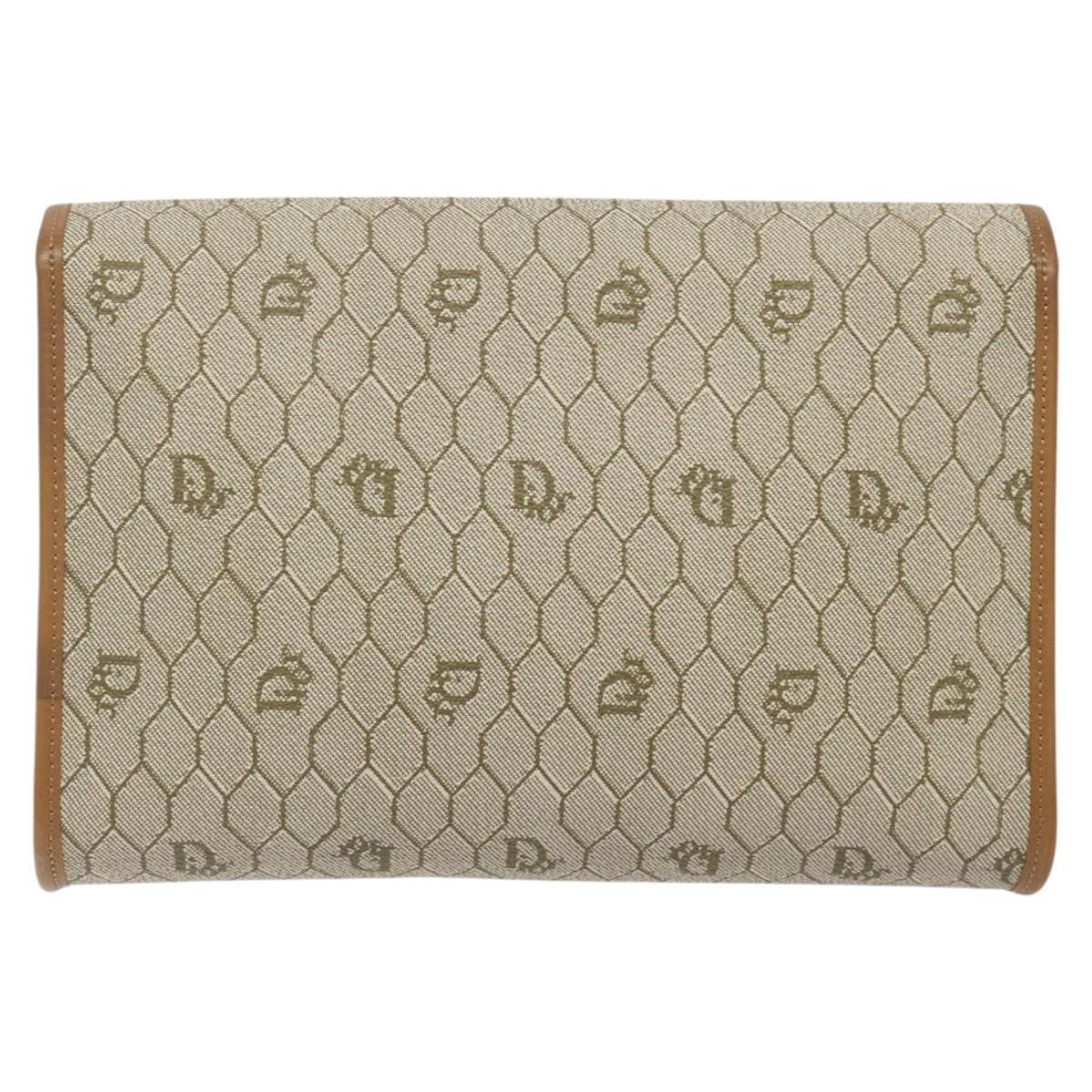 Christian Dior Honeycomb Flap Crossbody Bag Coated Canvas Beige Canvas Bag