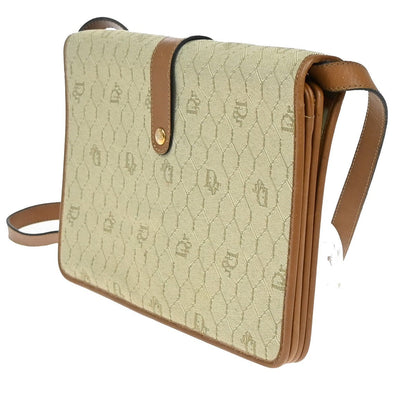 Christian Dior Honeycomb Handbag Canvas Leather Beige Canvas Shoulder Bag Bag