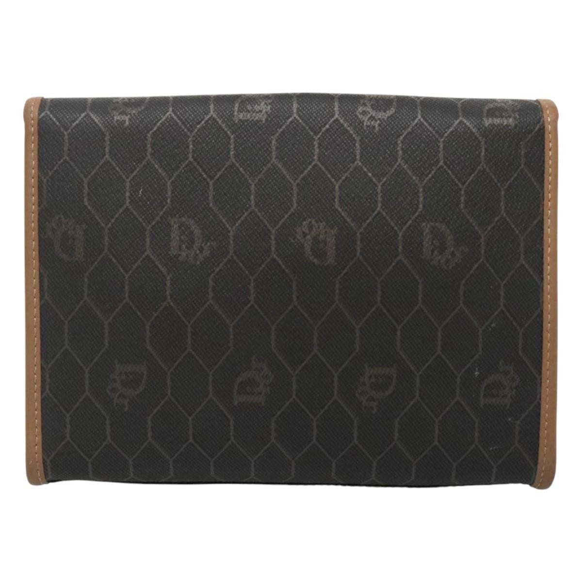Christian Dior Honeycomb Chain Canvas Black Pvc Clutche Pouche Bag