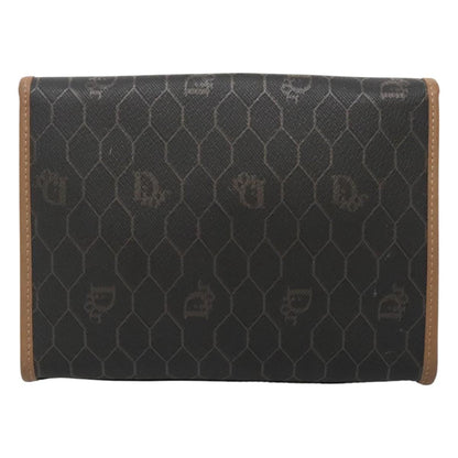Christian Dior Honeycomb Chain Canvas Black Pvc Clutche Pouche Bag