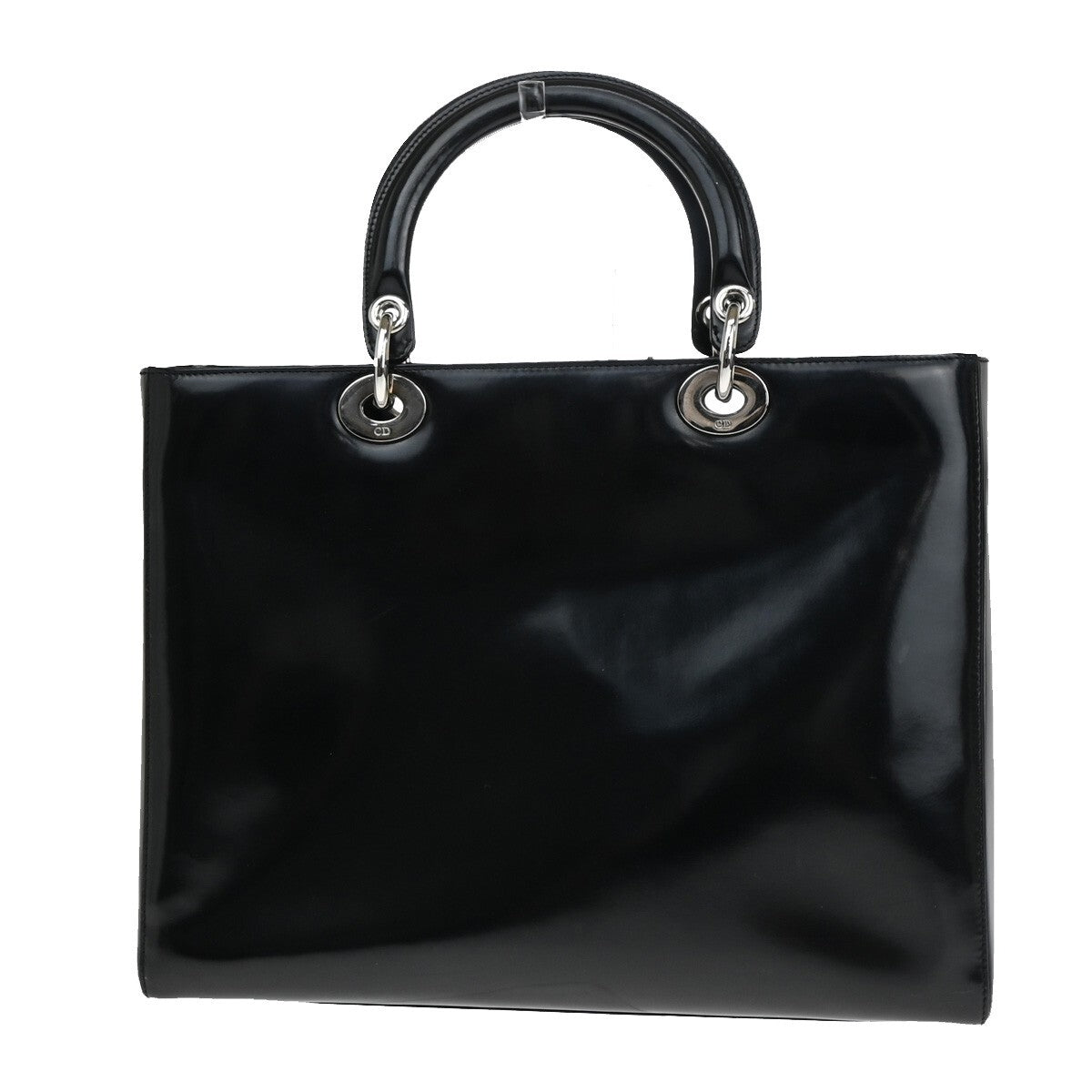 Christian Dior Lady Dior Patent Noir Cuir Vernis Black Patent_Leather Bag ()