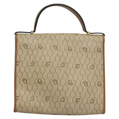 Christian Dior Honeycomb Handbag Canvas Leather Beige Canvas Bag
