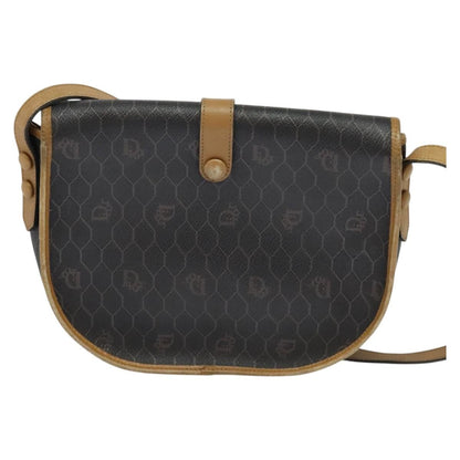 Christian Dior Honeycomb Flap Crossbody Bag Canvas And Leather Black Canvas Bag ()
