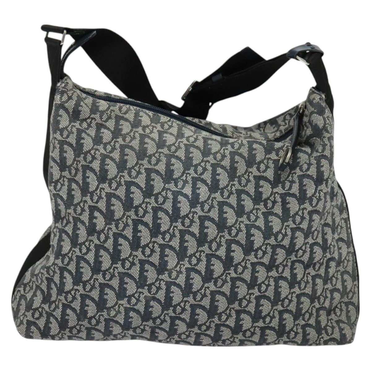 Christian Dior Zip Shoulder Bag Diorissimo Canvas Navy Canvas Shoulder Bag Bag