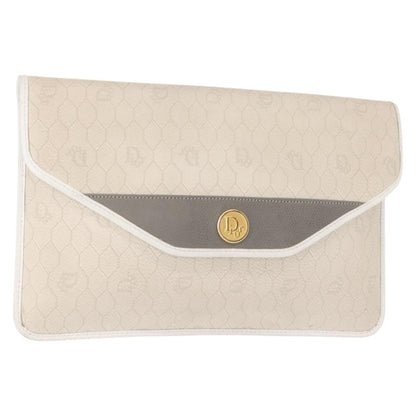 Christian Dior Honeycomb Clutch Canvas White Canvas Clutche Pouche Bag