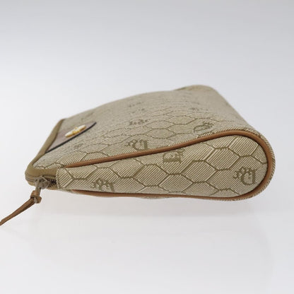 Christian Dior Honeycomb Zip Pouch Coated Canvas Beige Pvc Clutche Pouche Bag